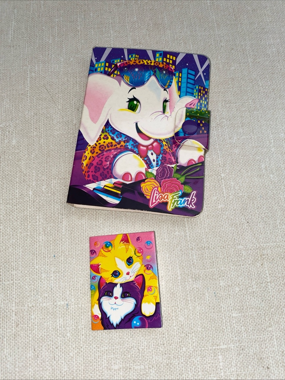 Lisa Frank mini notebook elephant playing piano NOT WRITTEN IN Vintage